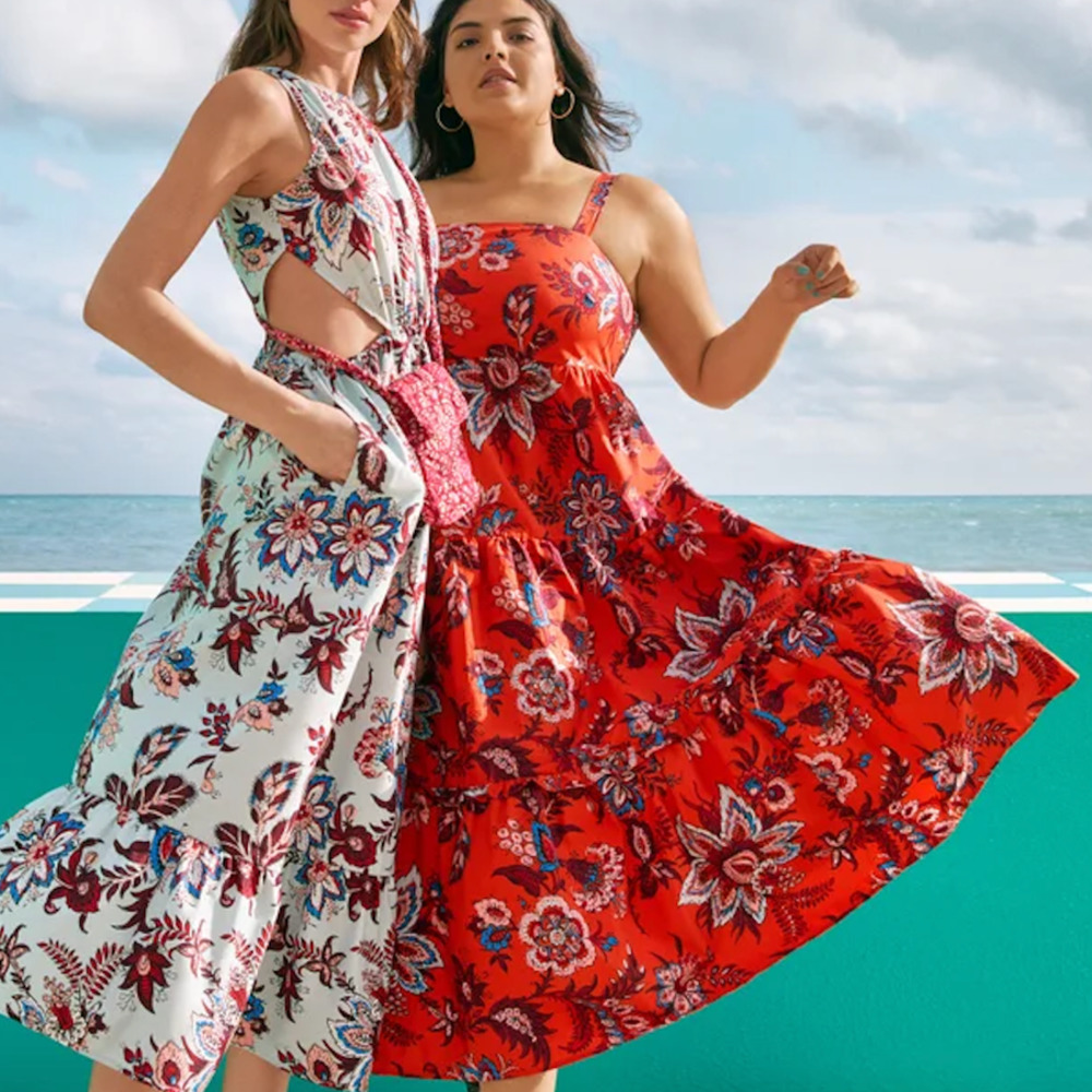 Target x Rhode Red Patterned Tiered Square Neck Maxi Dress XL